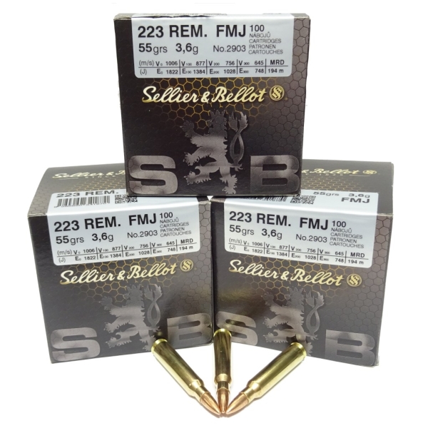 Amunicja kal. .223Rem (5,56x45mm) FMJ S&B 55grs/3,6g